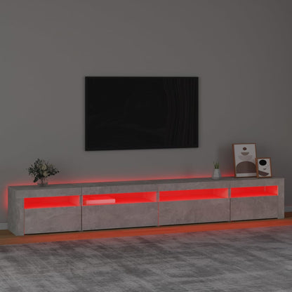 TV-Møbel Betonggrå TV-benk med LED-lys 270x35x40 cm