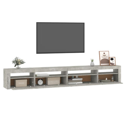 TV-Møbel Betonggrå TV-benk med LED-lys 270x35x40 cm