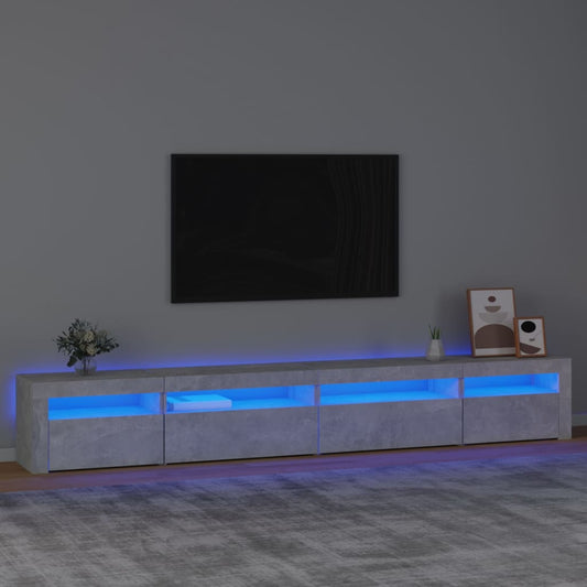 TV-Møbel Betonggrå TV-benk med LED-lys 270x35x40 cm