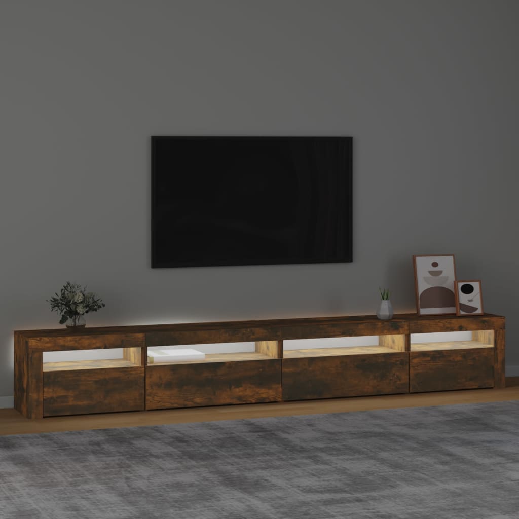 TV-Møbel Røkt Eik TV-benk med LED-lys 270x35x40 cm