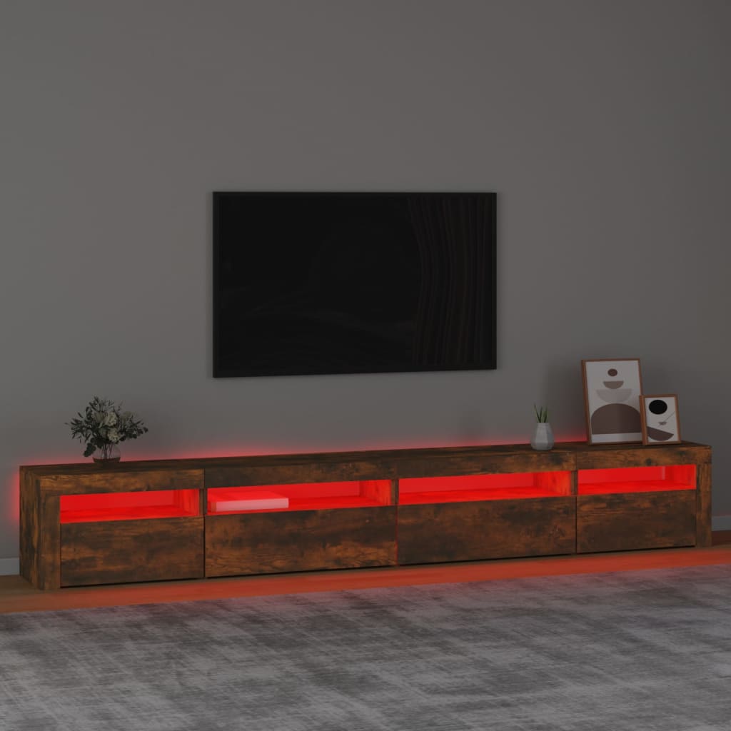 TV-Møbel Røkt Eik TV-benk med LED-lys 270x35x40 cm