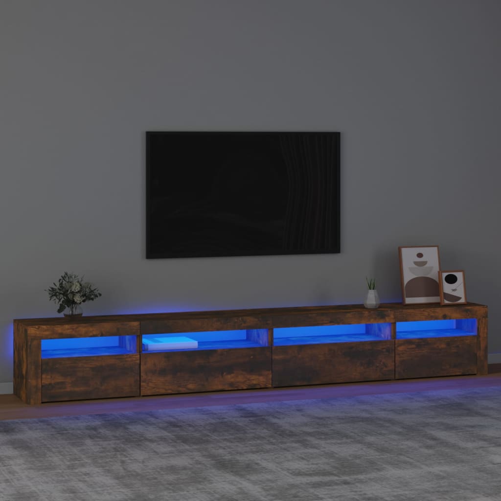 TV-Møbel Røkt Eik TV-benk med LED-lys 270x35x40 cm