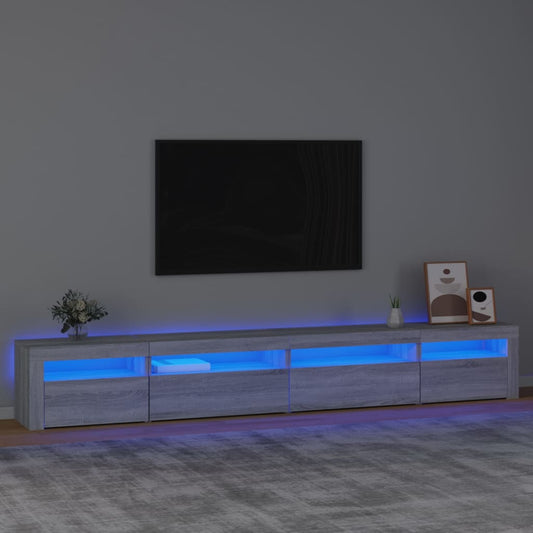 TV-Møbel Sonoma Grå TV-benk med LED-lys 270x35x40 cm
