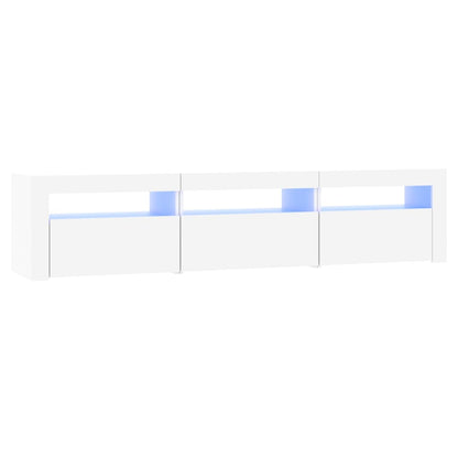 TV-Møbel Hvit TV-benk med LED-lys 180x35x40 cm