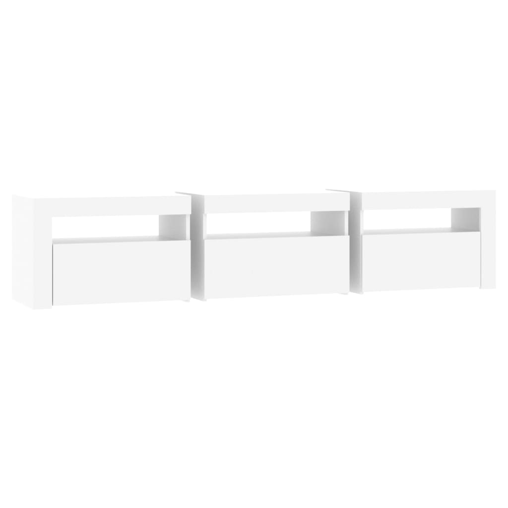 TV-Møbel Hvit TV-benk med LED-lys 180x35x40 cm
