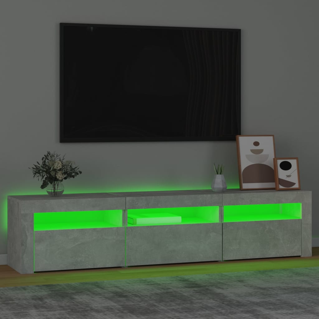 TV-Møbel Betonggrå TV-benk med LED-lys 180x35x40 cm