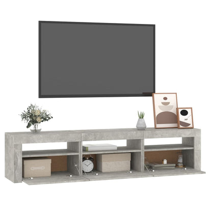 TV-Møbel Betonggrå TV-benk med LED-lys 180x35x40 cm