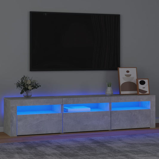 TV-Møbel Betonggrå TV-benk med LED-lys 180x35x40 cm