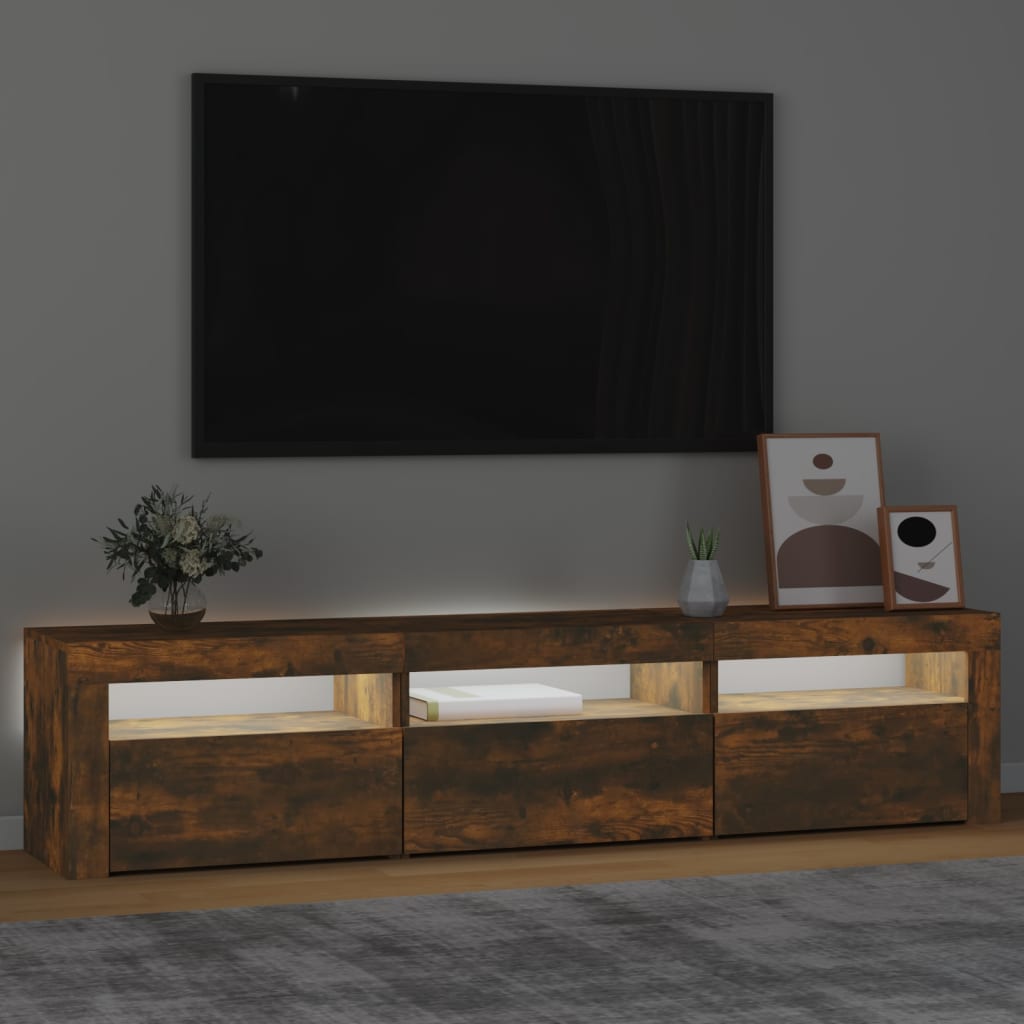 TV-Møbel Røkt Eik TV-benk med LED-lys180x35x40 cm