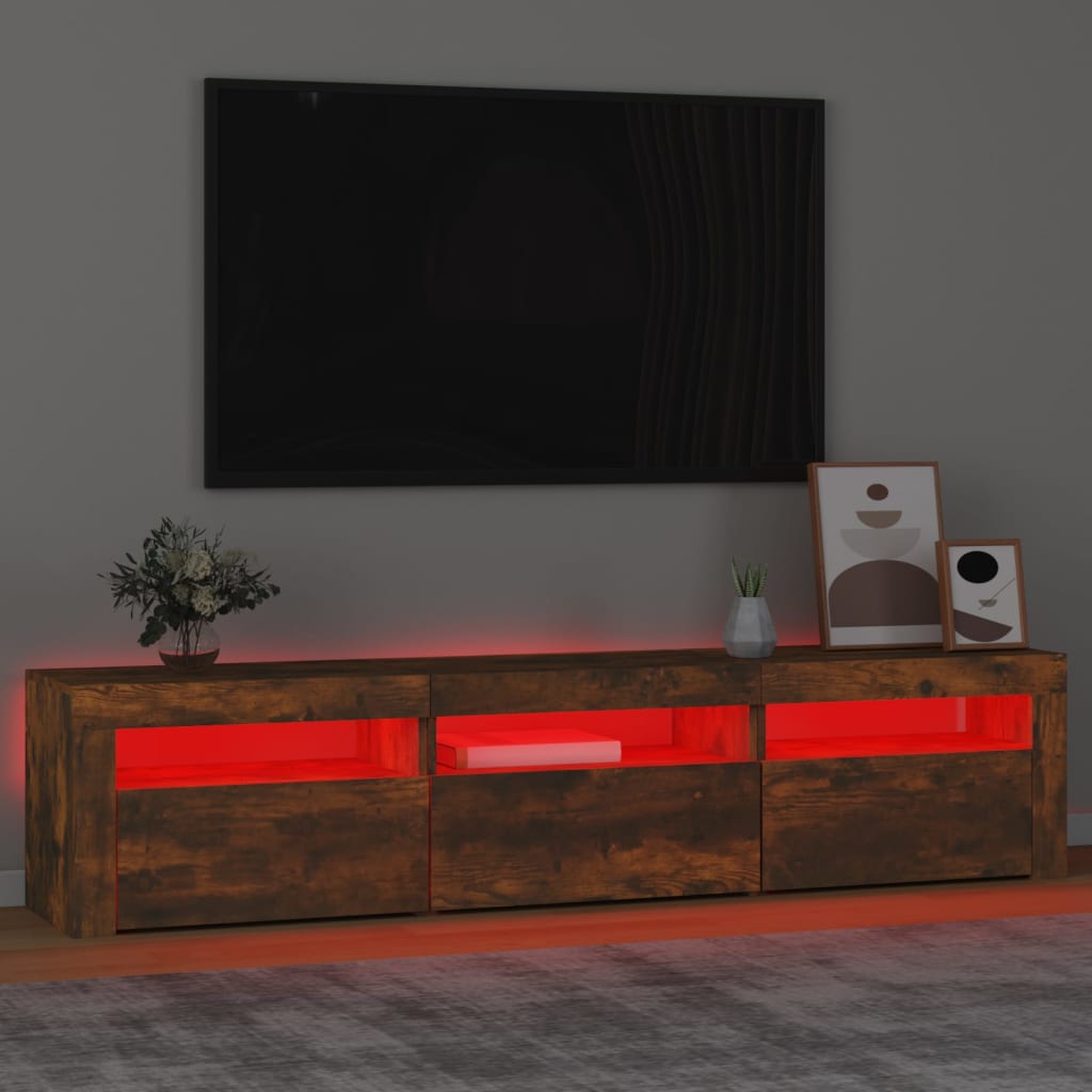 TV-Møbel Røkt Eik TV-benk med LED-lys180x35x40 cm