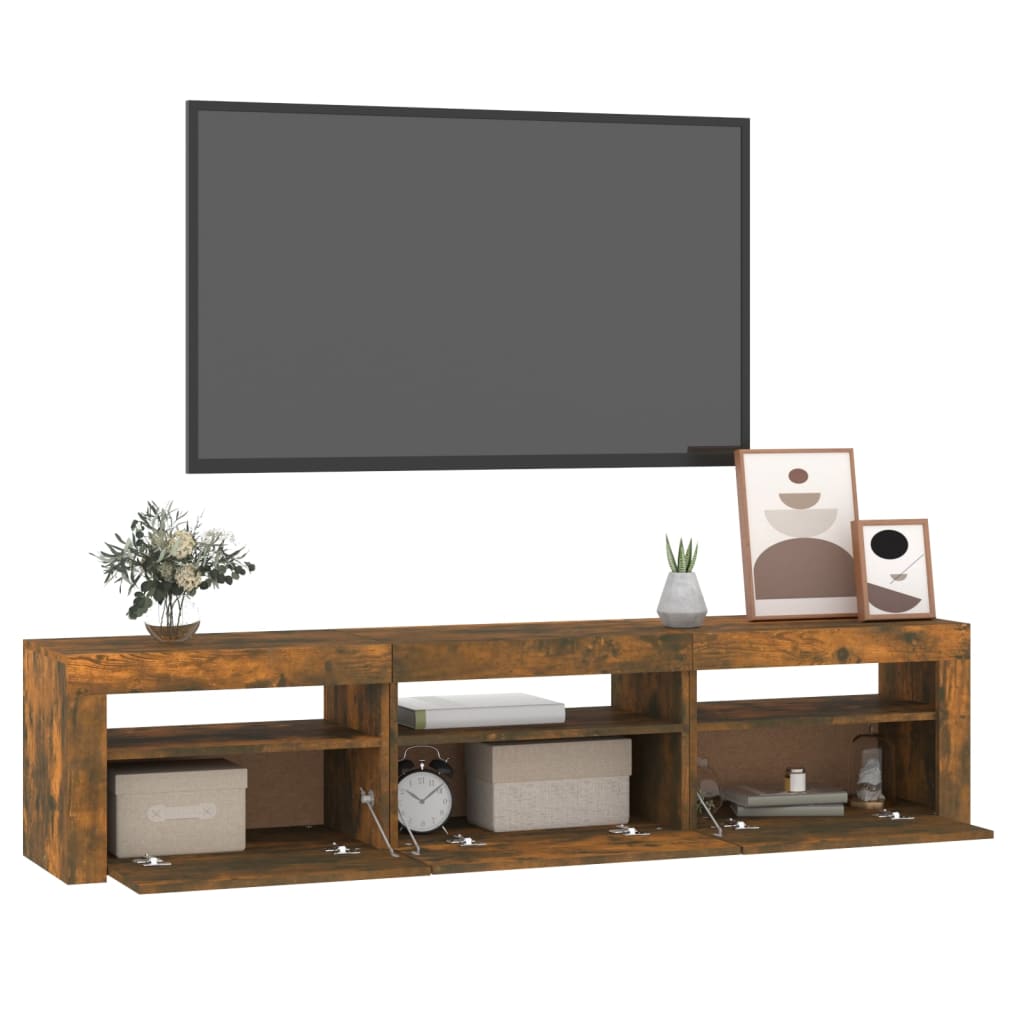 TV-Møbel Røkt Eik TV-benk med LED-lys180x35x40 cm