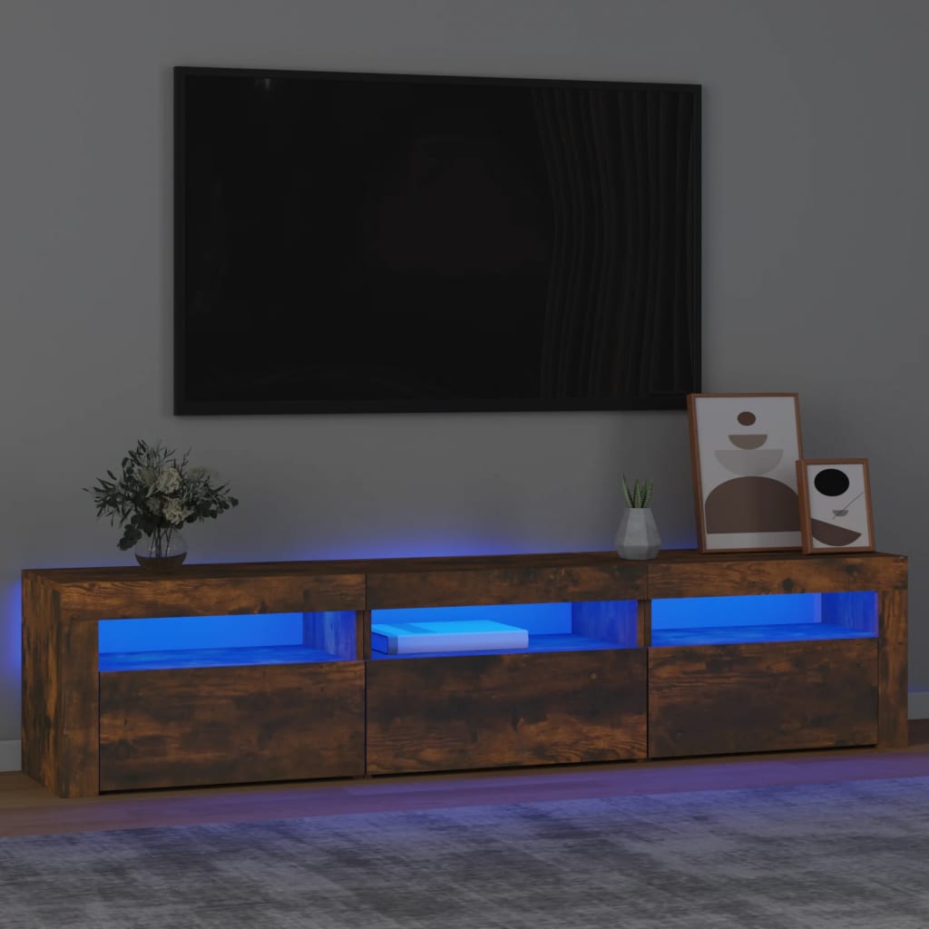TV-Møbel Røkt Eik TV-benk med LED-lys180x35x40 cm