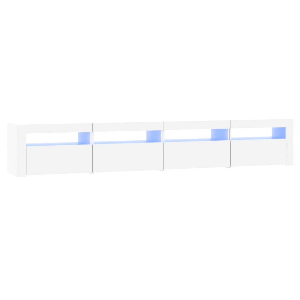 TV-Møbel Hvit TV-benk med LED-lys 240x35x40 cm