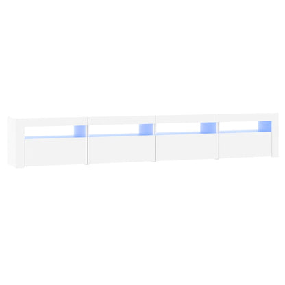 TV-Møbel Hvit TV-benk med LED-lys 240x35x40 cm