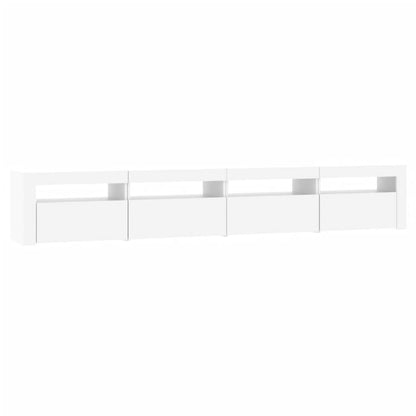 TV-Møbel Hvit TV-benk med LED-lys 240x35x40 cm