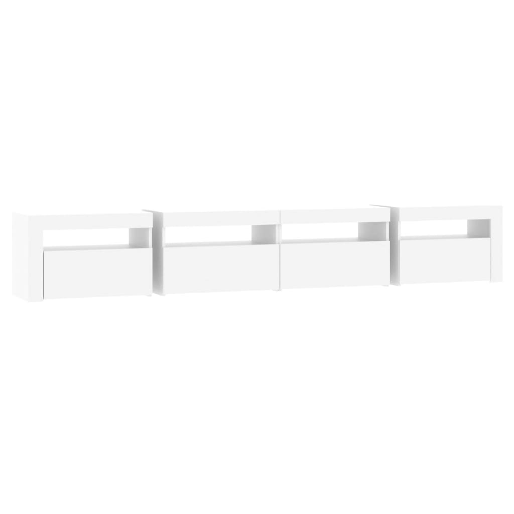 TV-Møbel Hvit TV-benk med LED-lys 240x35x40 cm