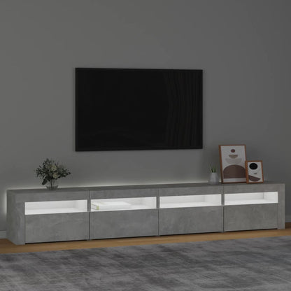 TV-Møbel Betonggrå TV-benk med LED-lys 240x35x40 cm