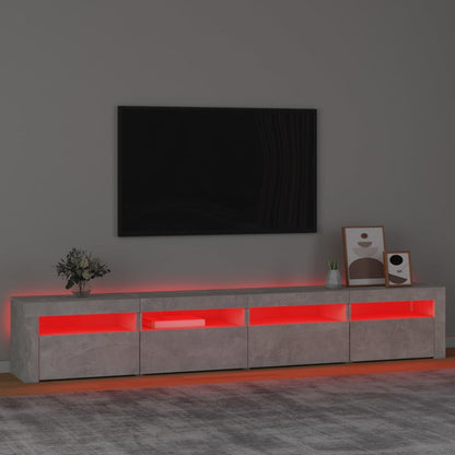 TV-Møbel Betonggrå TV-benk med LED-lys 240x35x40 cm