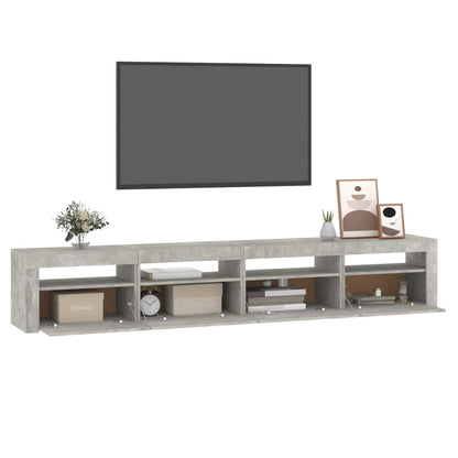 TV-Møbel Betonggrå TV-benk med LED-lys 240x35x40 cm