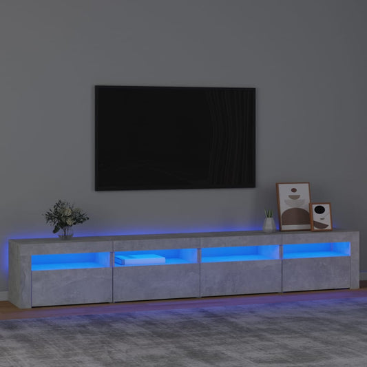 TV-Møbel Betonggrå TV-benk med LED-lys 240x35x40 cm