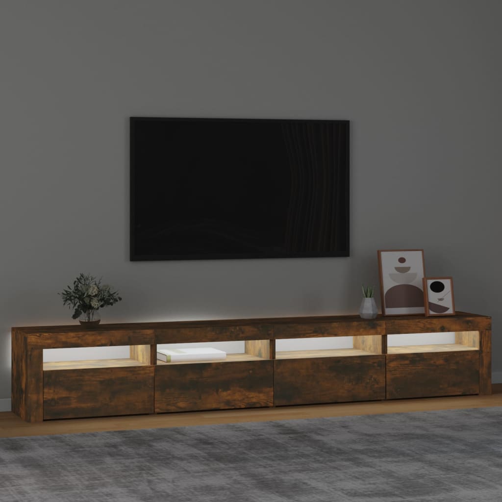 TV-Møbel Røkt Eik TV-benk med LED-lys 240x35x40 cm