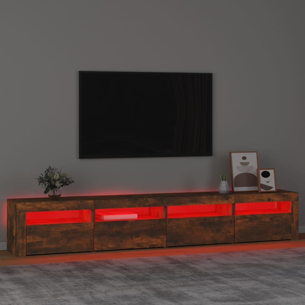 TV-Møbel Røkt Eik TV-benk med LED-lys 240x35x40 cm