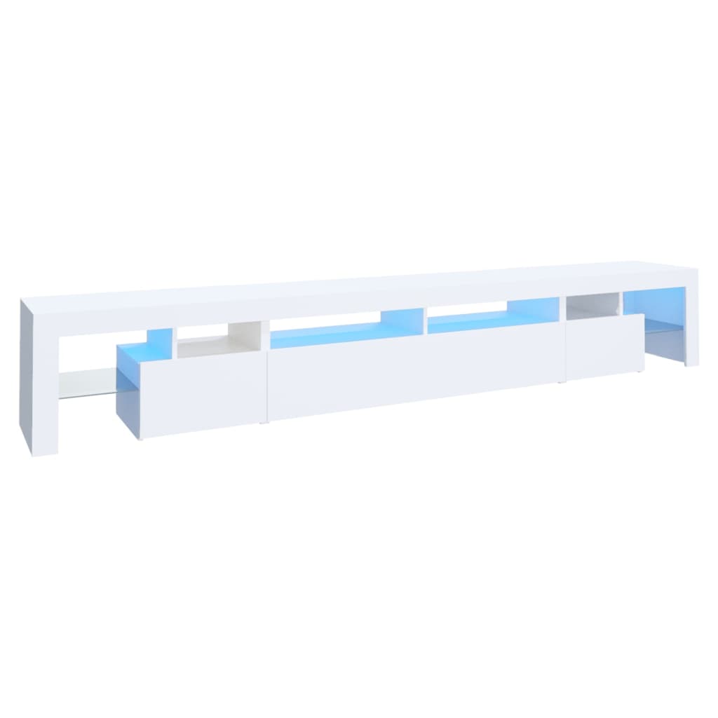 TV-Møbel Hvit TV-benk med LED-lys 260x36,5x40 cm