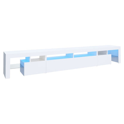TV-Møbel Hvit TV-benk med LED-lys 260x36,5x40 cm