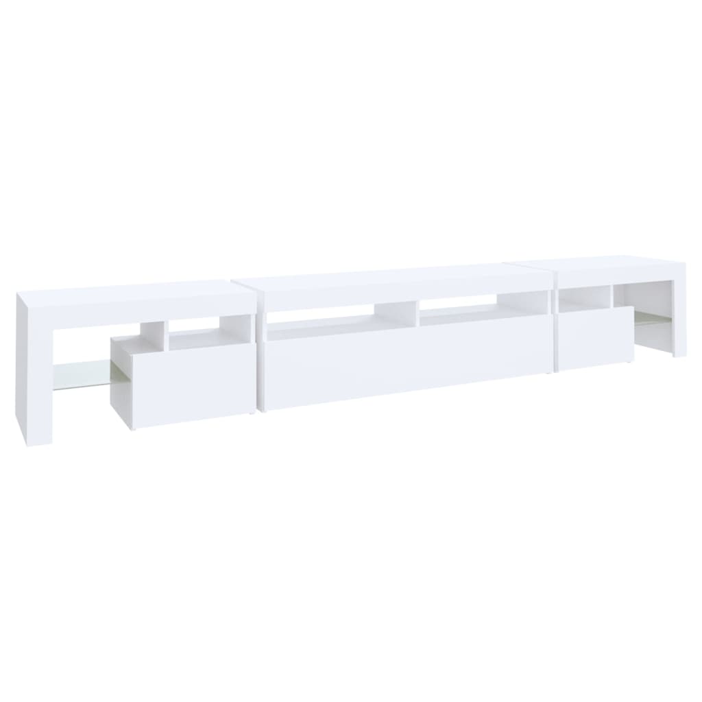 TV-Møbel Hvit TV-benk med LED-lys 260x36,5x40 cm