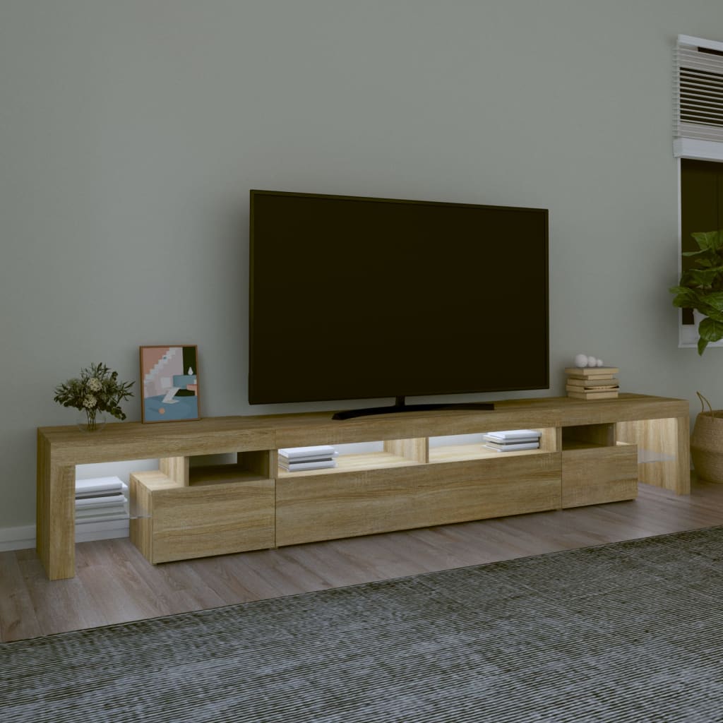 TV-Møbel Sonoma Eik TV-benk med LED-lys 260x36,5x40 cm