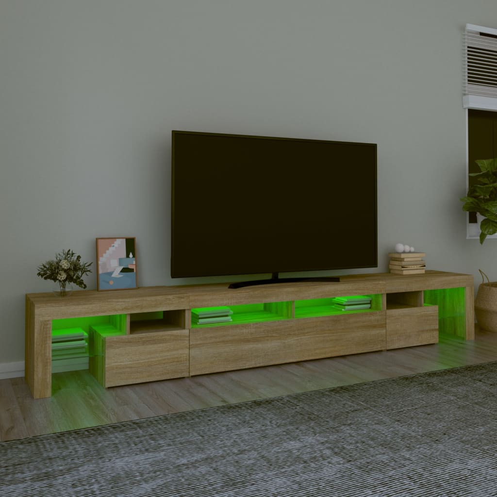TV-Møbel Sonoma Eik TV-benk med LED-lys 260x36,5x40 cm