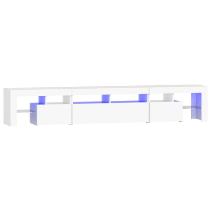 TV-Møbel Hvit TV-benk med LED-lys 230x36,5x40 cm