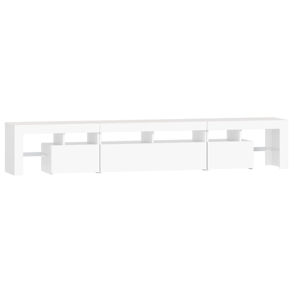 TV-Møbel Hvit TV-benk med LED-lys 230x36,5x40 cm