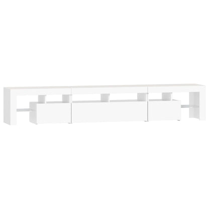 TV-Møbel Hvit TV-benk med LED-lys 230x36,5x40 cm
