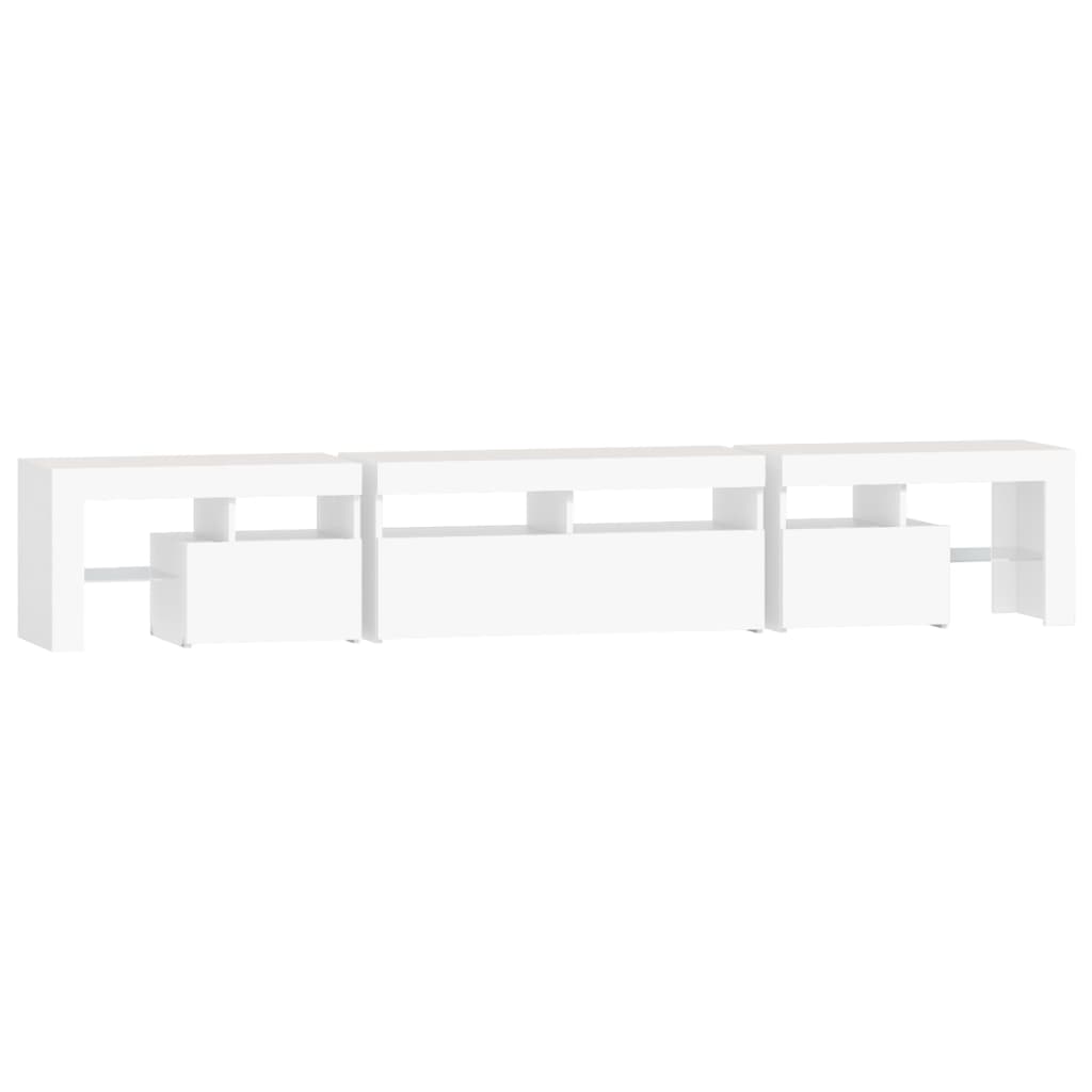 TV-Møbel Hvit TV-benk med LED-lys 230x36,5x40 cm