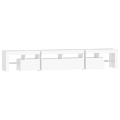 TV-Møbel Hvit TV-benk med LED-lys 230x36,5x40 cm