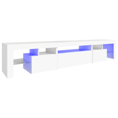 TV-Møbel Hvit TV-benk med LED-lys 215x36,5x40 cm