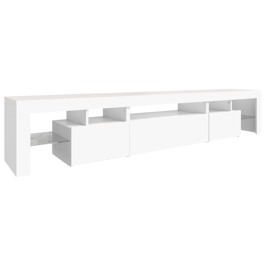TV-Møbel Hvit TV-benk med LED-lys 215x36,5x40 cm