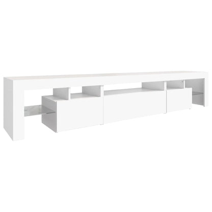 TV-Møbel Hvit TV-benk med LED-lys 215x36,5x40 cm