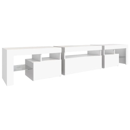 TV-Møbel Hvit TV-benk med LED-lys 215x36,5x40 cm