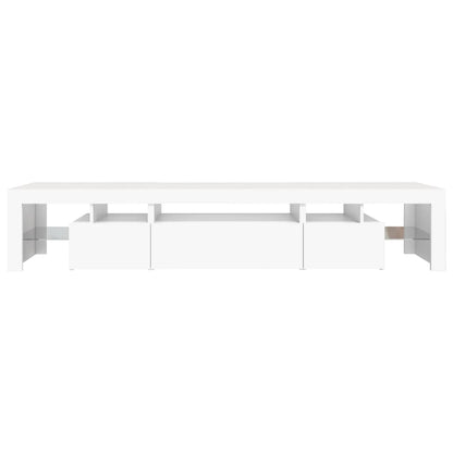 TV-Møbel Hvit TV-benk med LED-lys 215x36,5x40 cm