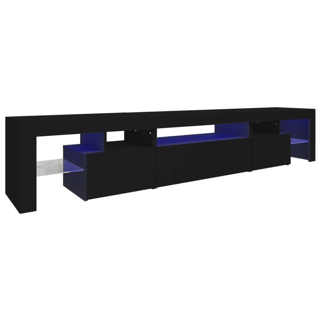 TV-Møbel Svart TV-benk med LED-lys 215x36,5x40 cm