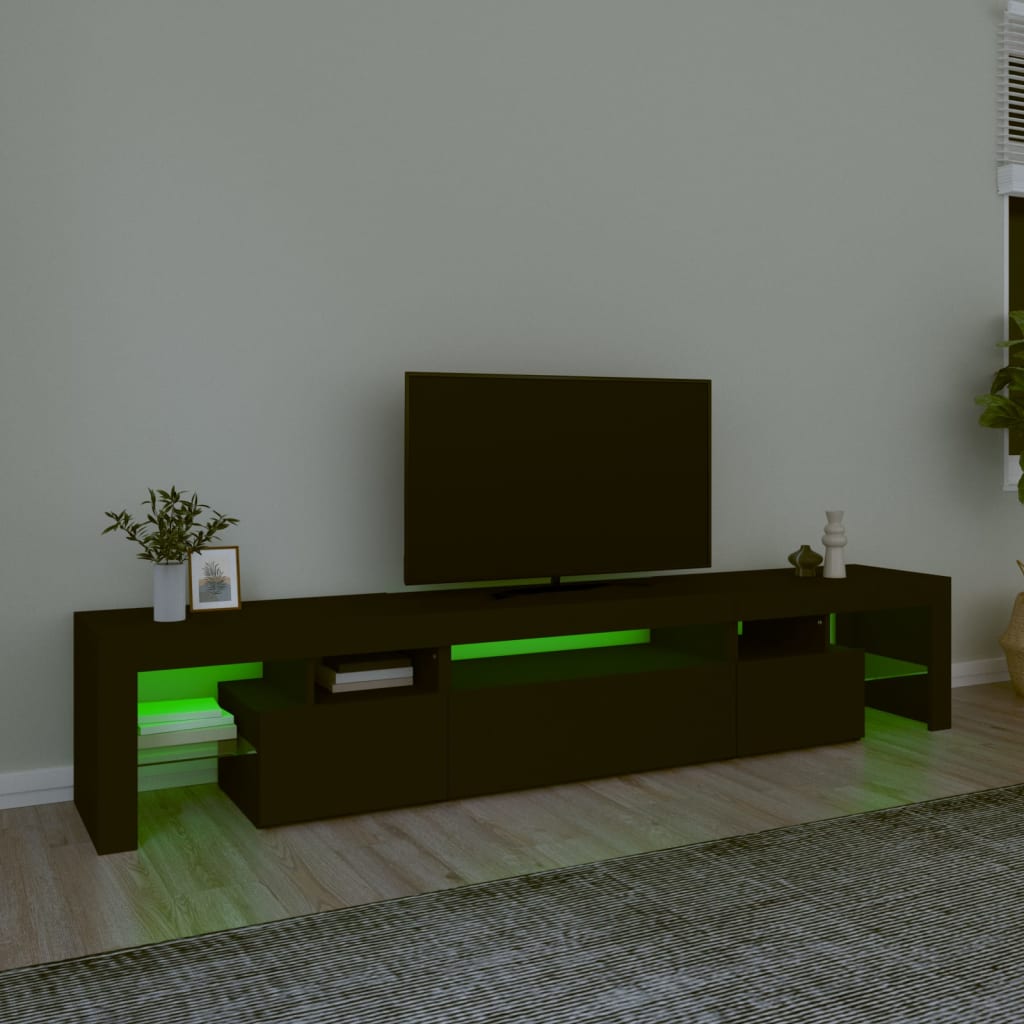TV-Møbel Svart TV-benk med LED-lys 215x36,5x40 cm