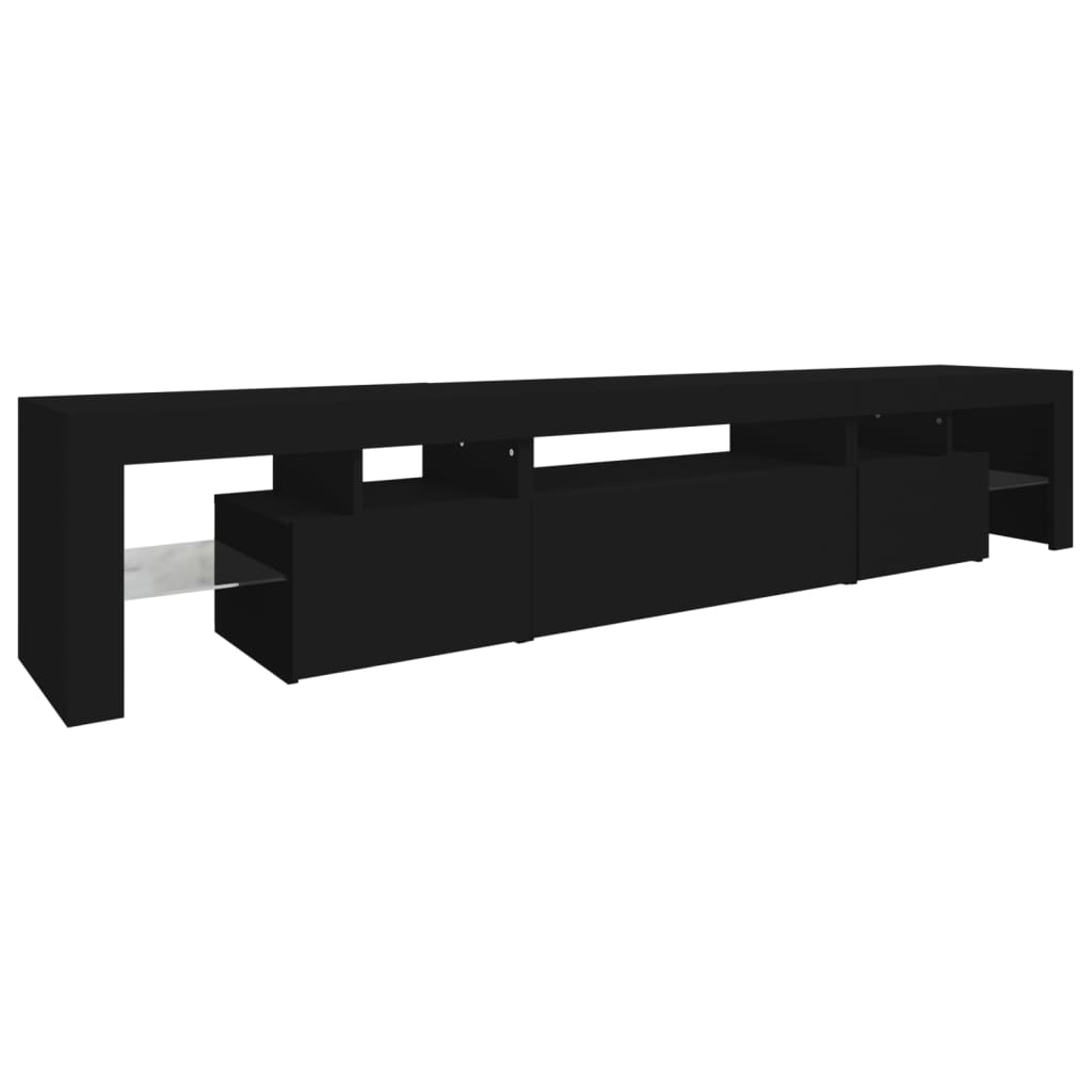 TV-Møbel Svart TV-benk med LED-lys 215x36,5x40 cm
