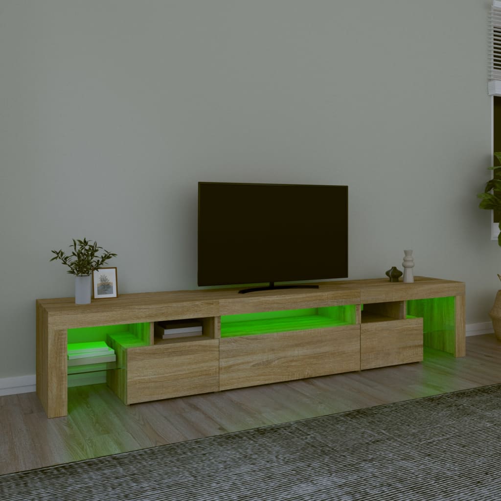 TV-Møbel Sonoma Eik TV-benk med LED-lys 215x36,5x40 cm