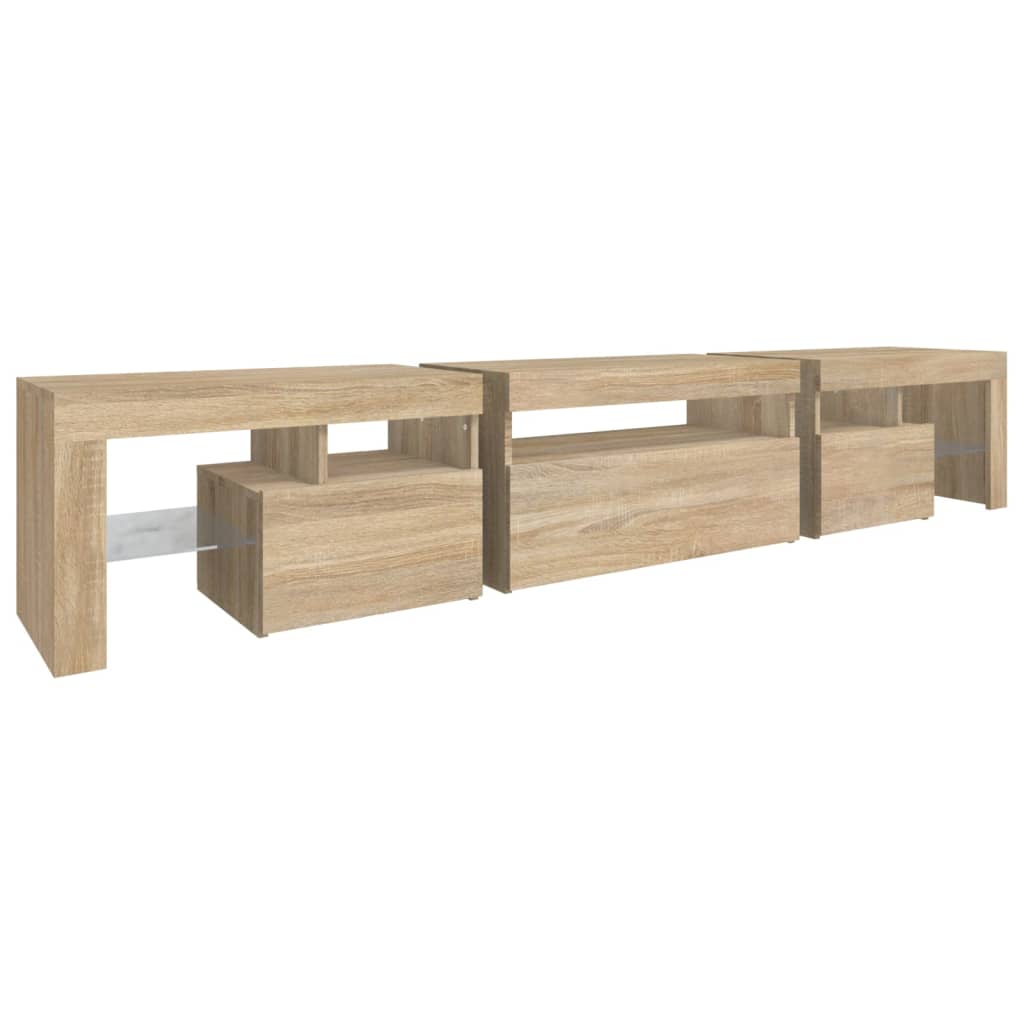 TV-Møbel Sonoma Eik TV-benk med LED-lys 215x36,5x40 cm