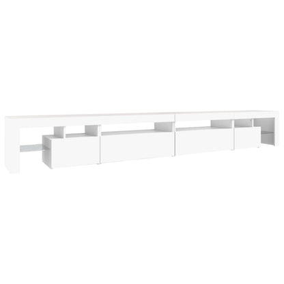 TV-Møbel Hvit TV-benk med LED-lys 290x36,5x40 cm
