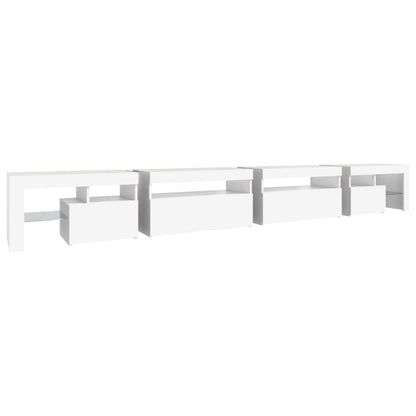 TV-Møbel Hvit TV-benk med LED-lys 290x36,5x40 cm
