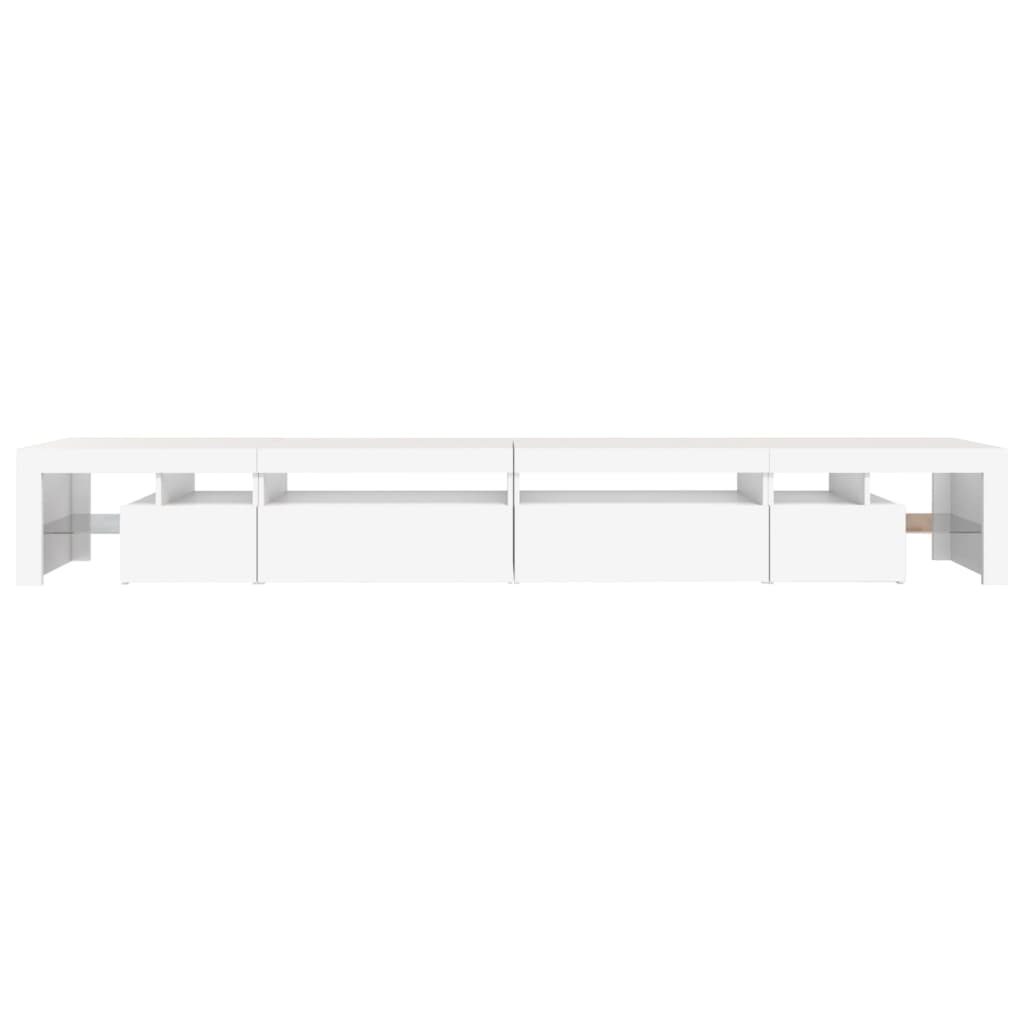 TV-Møbel Hvit TV-benk med LED-lys 290x36,5x40 cm