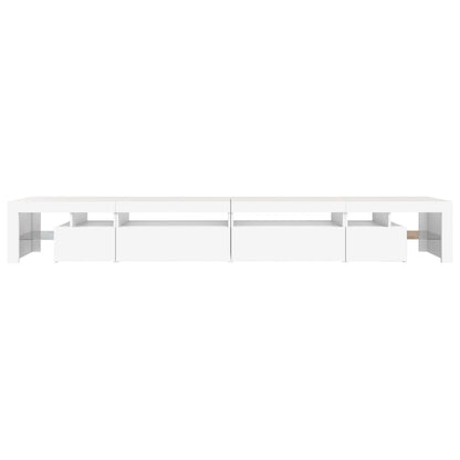 TV-Møbel Hvit TV-benk med LED-lys 290x36,5x40 cm
